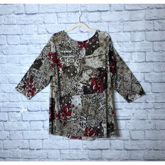 Venezia Floral Square Neck Tunic Plus 22/24 - Picture 2 of 6